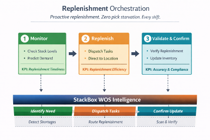 Stackbox replenishment orchestration product illustration